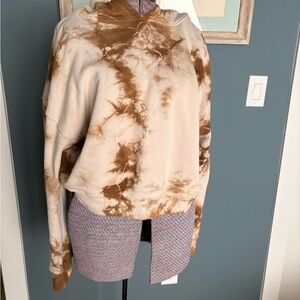 Frankie's Bikinis Brown and Cream Tie-Dye Crewneck Sweater